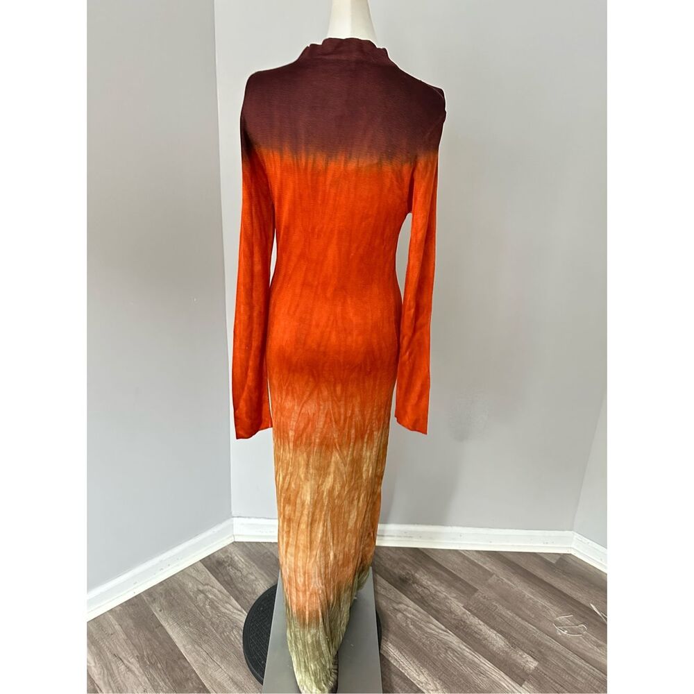 Altuzarra Mock Neck Hand Dyed Fall Winter 23 Rhea Maxi Dress Coral Medium $1995 - Picture 10 of 15